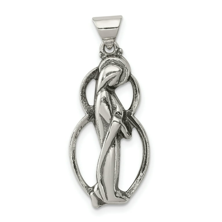 925 Sterling Silver Blessed Mary Charm Necklace Pendant Religious