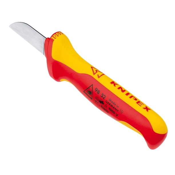 KNIPEX 98 52 SB Cuchillo recto para cable mango aislante en dos componentes, según norma VDE 190 mm