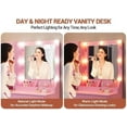 thumbnail image 6 of Makeup Vanity Desk with Mirror and Lights, Vanity Table with Charging Station, RGB Lights Wood Dressing Table for Bedroom, for Girls, 6 of 9
