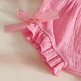 thumbnail image 5 of YWIYIUD Toddler Girl Clothes Baby Summer Outfit 3D Floral Flying Sleeve Ruffle Tank Tops Matching Cute Bow Shorts Outfits Set InfantClothing Set Baby Girl Clothes Gift Pink 6-9 Months, 5 of 8