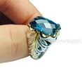 thumbnail image 3 of Blue Topaz Zircon Mans Ring, Checker Blue Zircon Gemstone Ring, Micron Plated Jewelry, 925 Silver Ring, Designer Ring, Arabic Ring, Ottoman Turkish Ring, Christmas, Heavy Signet Ring, 3 of 3