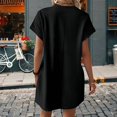 thumbnail image 3 of Robes d'Été pour Femmes Mode Manches Courtes Printemps Mini Robe Décontractée Plage Vacances Vêtements Robes Noir TG, 3 of 4
