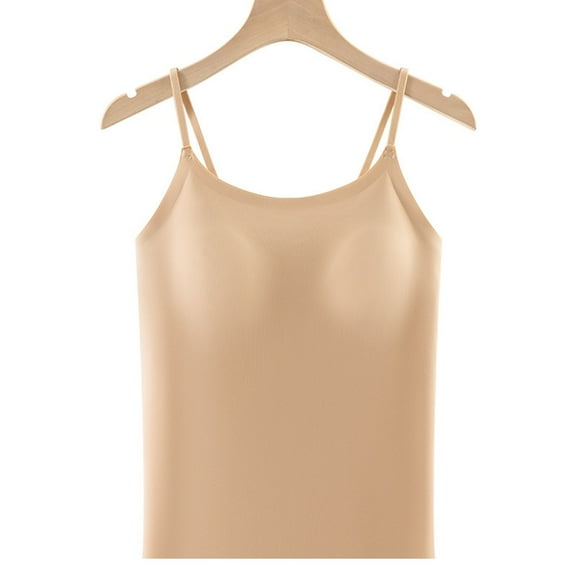 Wancir Built In Bra Padded Tank Tops for Women Winter Thermal Sleeveless Scoop Neck Vest with Shelf Bra