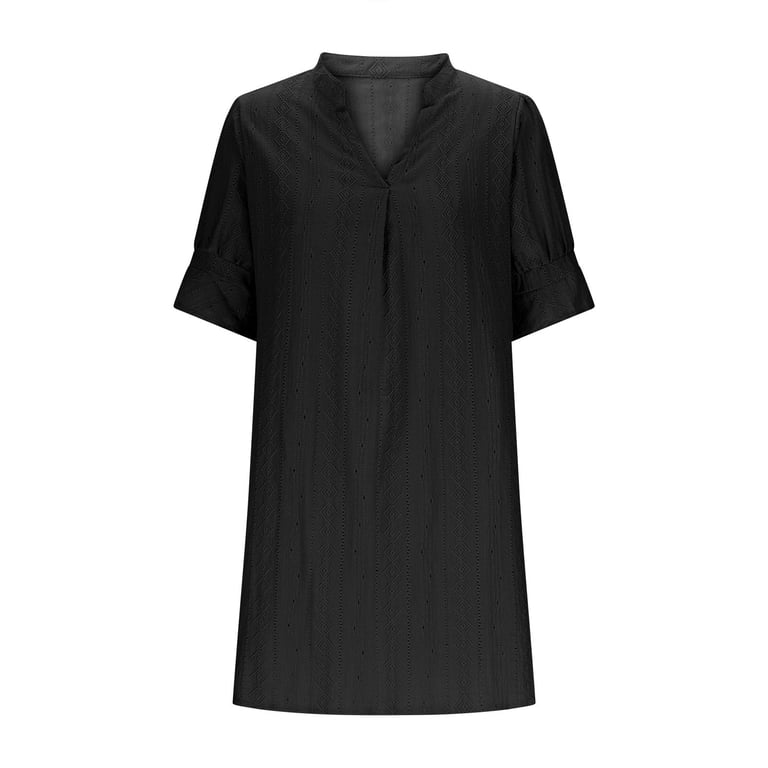 ITSAME Dresses for Womens, V Neck Solid Color Summer Peplum Dress Summer Casual Loose Flare Dress Sky Blue XL ITSAME Dresses for Womens, V Neck Solid Color Summer Peplum Dress Summer Casual Loose Flare Dress Sky Blue XL