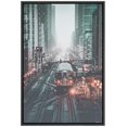 thumbnail image 3 of PixonSign Framed Canvas Print Wall Art Trains Between Skyscrapers Places Cityscape Photography Modern Art Bohemian Scenic Colorful Multicolor Ultra for Living Room, Bedroom, Office - 16"x24" Black, 3 of 5