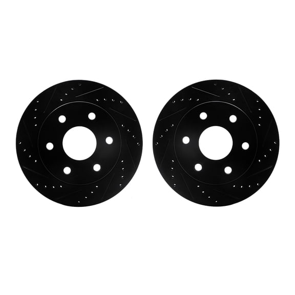 Dynamic Friction Company Front Brake Rotors-Drilled and Slotted-Black 8002-48008