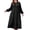 Black, variant on Women's Plus Size Knits Fall Spring Long Sleeve Round Neck Puff Sleeve Ribbed A-Line Solid Color Casual Comfortable Midi Dress 1X-5X