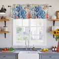 thumbnail image 4 of 2 Panels Navy Blue Coral Valance for Windows, Vintage Coastal Nautical Summer Beach Light Filtering Kitchen Curtains, Rod Pocket Window Treatment Curtain Valances for Living Room Bedroom, 42"x18", 4 of 9