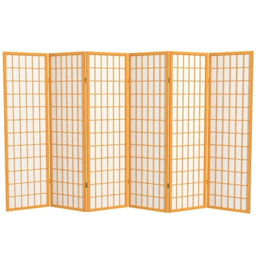 Red Lantern 2 ft. Short Desktop Window Pane Shoji Screen - Walnut - 3 Panels