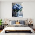 thumbnail image 4 of Mudket Blue Hydrangeas in Vase Canvas Wall Art, Framed Ready to Hang, Vintage Floral Wall Decor for Living Room Bedroom Kitchen, Farmhouse Botanical Print - 12"L x 8"W, 4 of 10