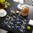 thumbnail image 3 of Black Cartoon Dinosaurs Skeletons Pattern Summer Placemats Table Placemats Set Of 6-Linen Kitchen Washable Placemats Table Mats 11.8"x17.7" Non-Slip Heat Resistant, 3 of 5