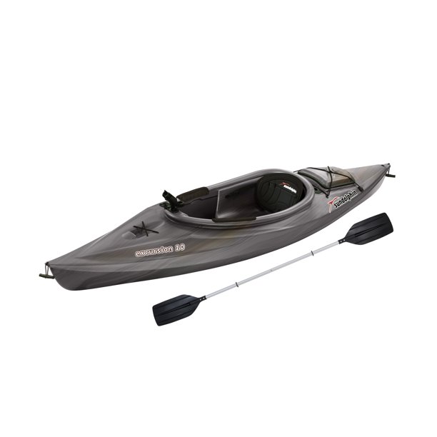 Sun Dolphin Excursion 10 Sitin Fishing Kayak Gray Swirl, Paddle