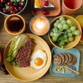 thumbnail image 2 of Loobuu Wheat Straw Dinnerware Sets (20PCS) - Lightweight & Unbreakable Dinnerware Set - Microwave Safe Plates Set  Bowls  Cups  Forks and Spoons  Service for 4  Great for Kids & Adult, 2 of 7