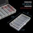 thumbnail image 2 of Ksopiavobs 2 Pack 6 Grids Tackle Box Organizer Mascara Brushes Container Fishing Tackle Tray Box Plastic Storage Organizer Container for Crafts, Beads Earrings, Screws, Nail, Pins, 2 of 6