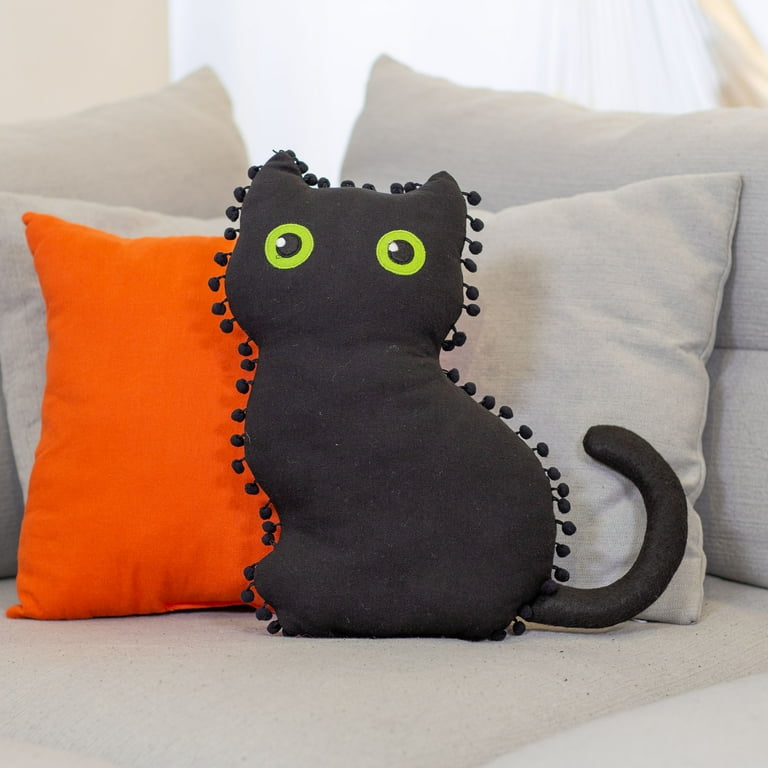 Halloween Cat and Pumpkin Hand-painted Pillow Cover 