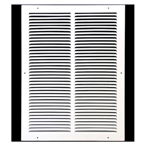 16'' x 18'' [Duct Opening] Flat Stamped Steel Return Air Grille - Sidewall and Ceiling - HVAC Vent Duct Cover - White [Outer Dimensions: 17.75''w X 19.75''h]