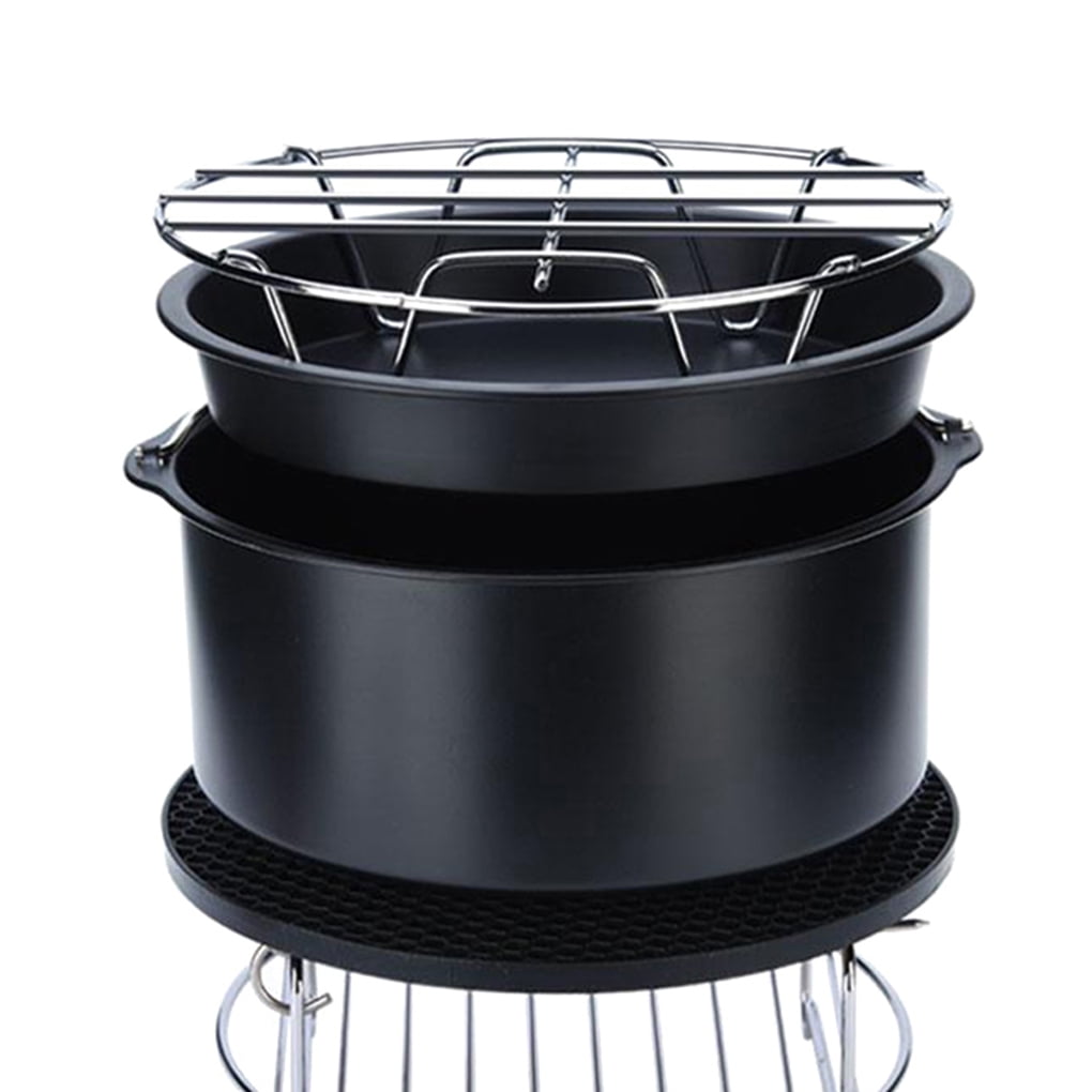 5pcs/set Air Fryer Pizza Pan Skewer Barrel Metal Holder Silicone Rack Cake  Barrel Metal Holder Silicone Mat Accessory Kit - Walmart.com