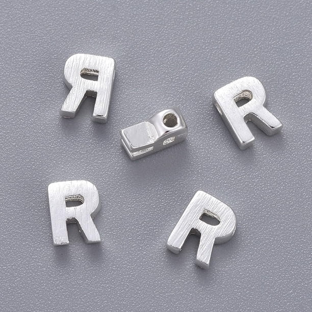 5 piezas de dijes de letras de latón, accesorio colgante de letra R, dije para hacer joyas