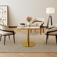 thumbnail image 5 of Noble House 31.5" Square Modern Dining Table with Faux Marble Top, Luxury Bistro Table with Metal Legs, White & Gold, 5 of 6