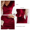 thumbnail image 1 of Mini Cocktail Dress, Skin Friendly Polyester Fiber Bodycon Pure Color V Neck Dress  For Wedding Red M, 1 of 6