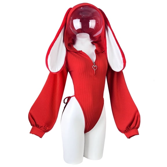 KORURACLUB Cosplay Sexy Outfit Cosplay Lingerie for Women Animal Costumes Long Sleeve Zipper Hooded Neck Bodysuit