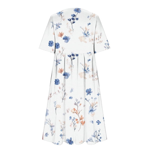 midi casual spring dresses 2025 Edvintorg Spring Dresses for Women 2025 Vintage Printing Short Sleeve  Casual Midi Dress with Pocket Plus Size Summer Dresses Beach Dresses for  Women