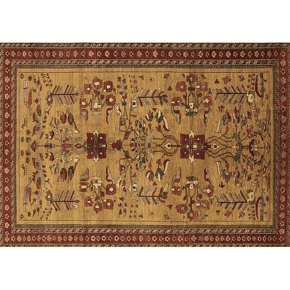 Ahgly Company Indoor Rectangle Oriental Brown Industrial Area Rugs, 5' x 7'