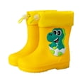 thumbnail image 2 of Zefriona Rain Boots for Boys Girls Elastic Cuff Dinosaur Design Waterproof Slip Resistant Short Top PVC Rain Shoes for Toddlers & Kids Yellow Size 8.5 Toddler, 2 of 10