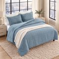 thumbnail image 2 of Regency Heights King/Cal King Comforter Set, 3-Piece Waffle Weave Textured Bedding Set with Soft Lightweight Comforter and Pillow Shams, Cozy 3D Textured Design for All Season, Blue, 2 of 11
