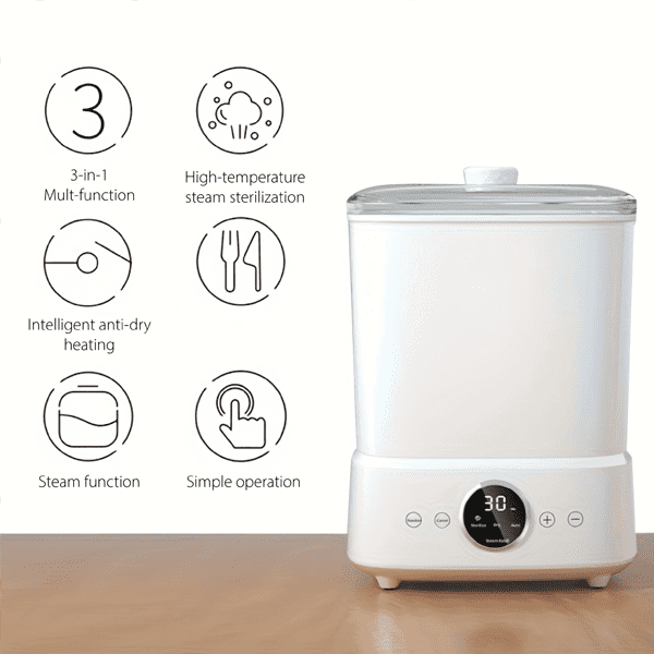 Baby Bottle All-in-one storage box for cleaning, sterilizing, and drying baby bottles. Featuring a spacious design, it holds bottles, breast pump accessories, and baby essentials, freein