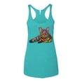 thumbnail image 3 of Wild Bobby, First We Still Your Heart Then Your Bed | Funny Neon Colorful Cat | Dean Russo Art Animal Lover Tri-Blend Racerback Tank Top, Tahiti Blue, Small, 3 of 6