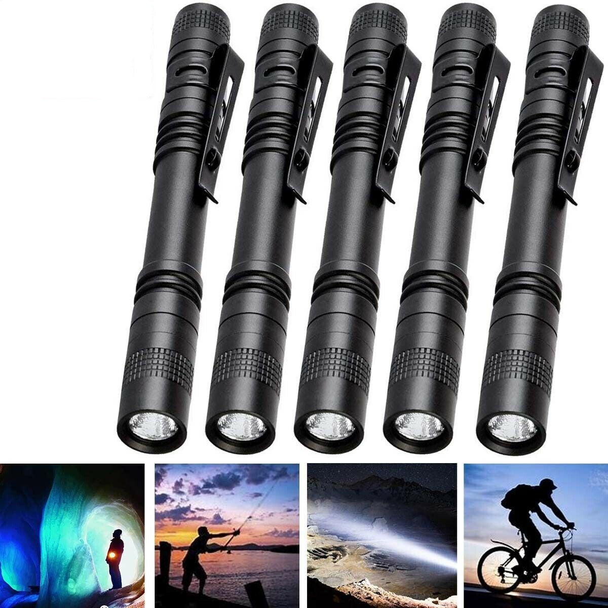 Super Small Mini LED Flashlight Battery-Powered Handheld Pen Light Tactical Pocket Torch with High Lumens for Camping, Outdoor, Emergency, Everyday Flashlights 5 Pack