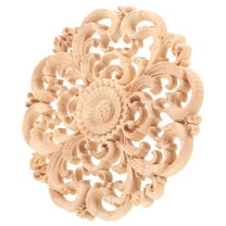 Wood Carved Onlay Applique Round Applique for Furniture and Home Decor Carved Wood Onlay for Unique Furniture Blank Wooden Carving Applique