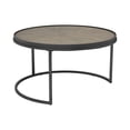 thumbnail image 2 of Benjara Table Gigogne 2 Pcs avec Dessus en Bois d'Orme, Gris, 2 of 2