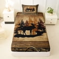 thumbnail image 3 of Erosebridal Brown Rustic Farmhouse Twin Sheet Sets, Deer Wildlife Bedding, 3-Piece, 3 of 5