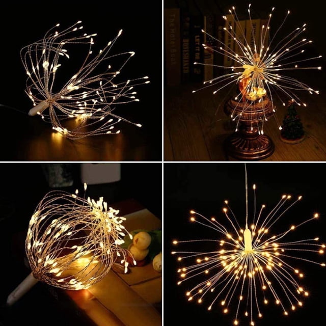 Lámpara de humo con 8 funciones, caja de batería, control remoto, cadena de luces LED de alambre de cobre, lámpara de humo tipo coral estrellado
