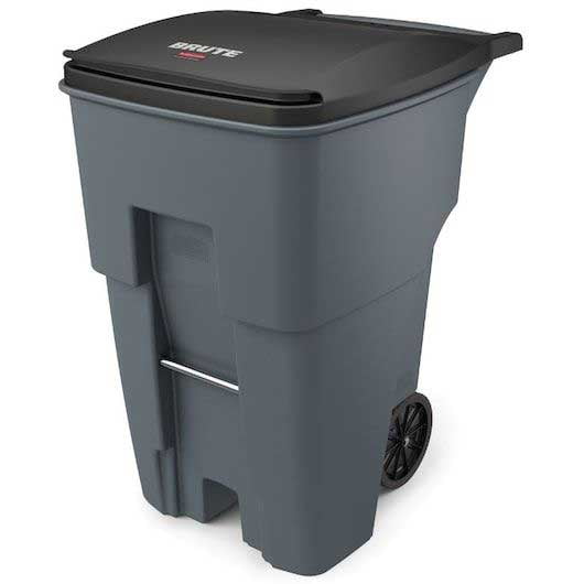 Box King RUB133 Brute Roll Out Container, 95 gal, 35.4375" Depth, 27.375" Width, 45.625" Height, Gray