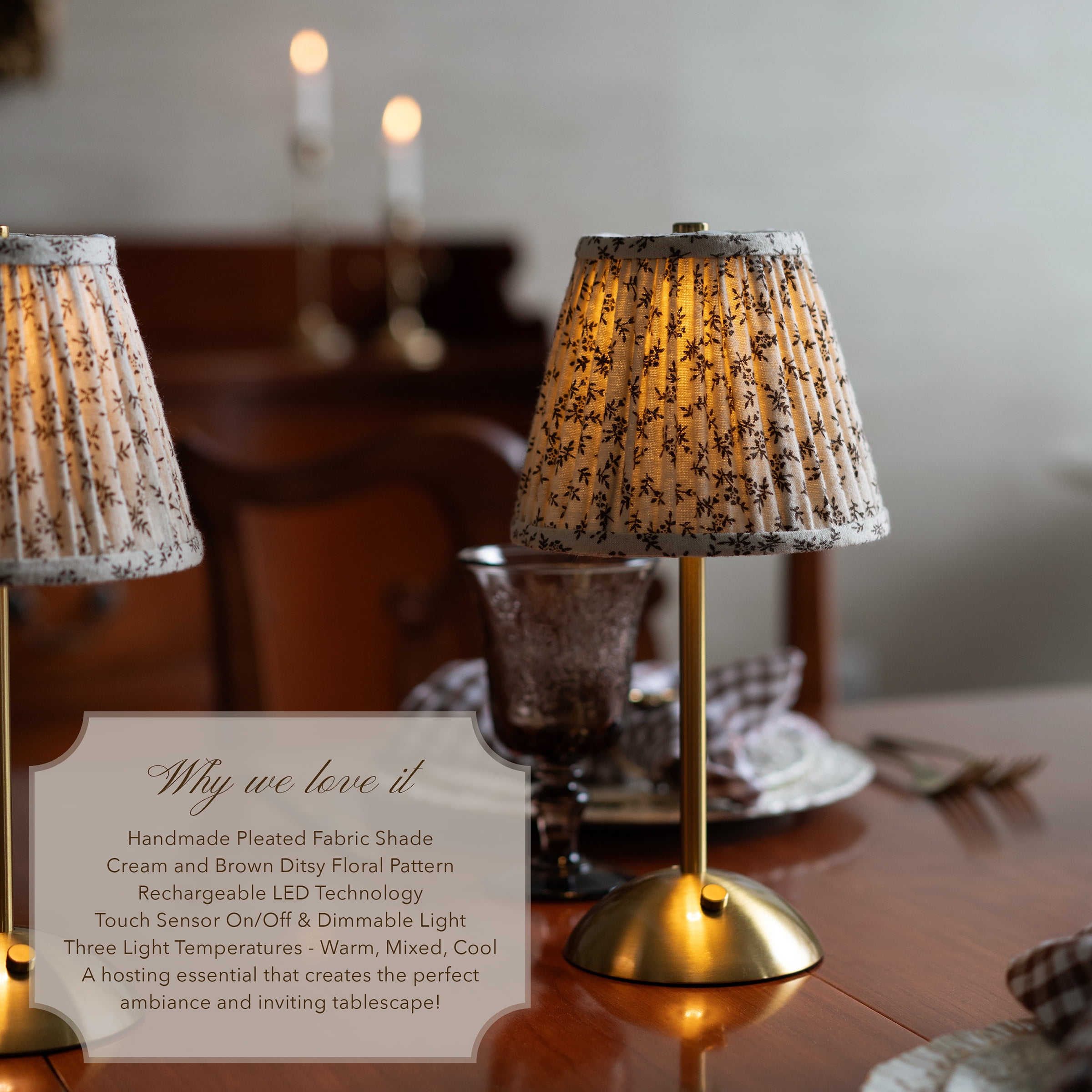 Home Decor Collection Sterling & Noble Home Cream Floral Rechargeable Table Lamp