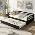 thumbnail image 2 of Extendable Daybed with Trundle, Twin or Double Twin Daybed for Bedroom/Living Room/Apartment, Solid Wood Sofa Bed, Twin to King Design, Espresso, 2 of 7