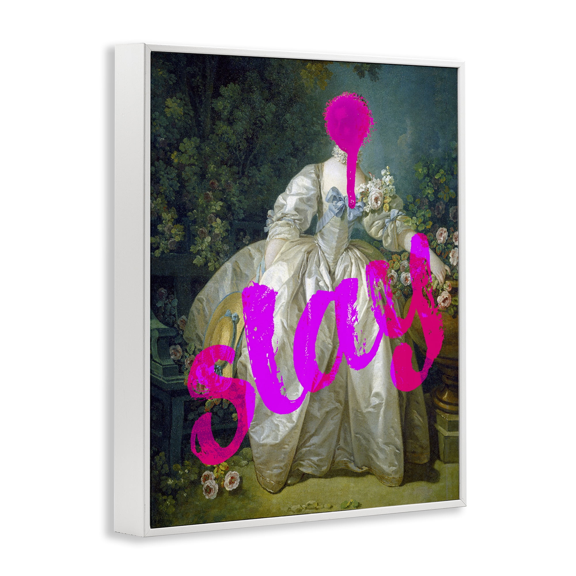 Slay Classical Baroque Gown White Framed Giclee Art, design by Lil' Rue