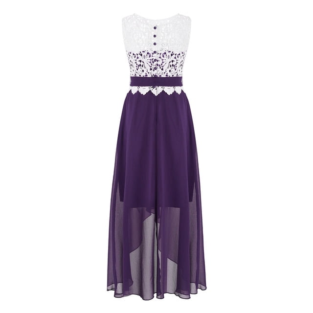 Robe d'Été pour Filles en Chiffon Robe de Demoiselle d'Honneur Sans Manches Robe de Princesse Costume de Soirée d'Anniversaire Robe de Concours