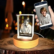 Personalized Custom 3D Holographic Photo Etched Engraved Inside The Crystal with Your Own Picture (Birthday, Wedding Gift, Memorial, Mother's Day, Valentine's, Christmas)
