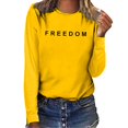 thumbnail image 2 of Freedom Shirts for Women Long Sleeved Patriotic Letter Prints T Shirt With Round Neckline Outdoor Activities Casual Versatile Daily Wear, 2 of 3