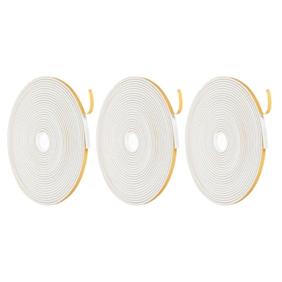 Uxcell Weather Door Seal Strip Tape, Strong Self Adhesive Foam Tape Gap Filler for Door, Window, 1/4 Inch x 1/8 Inch x 16 Feet White 3 Pack