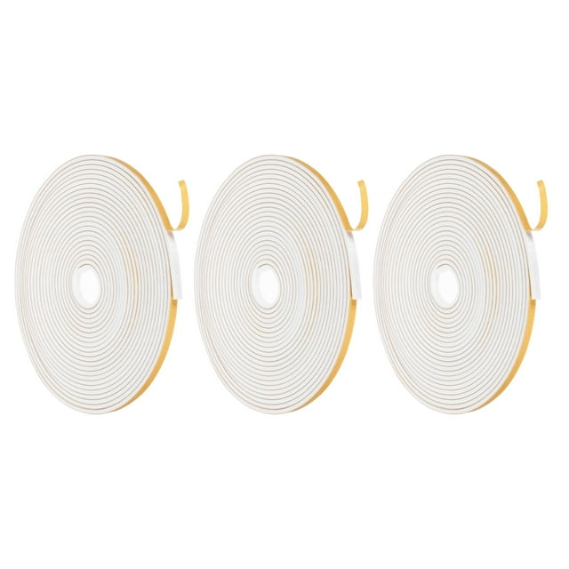 Cinta de sellado para puertas Uxcell, cinta de espuma autoadhesiva fuerte, relleno de huecos para puertas y ventanas, 1/4 pulgada x 1/8 pulgada x 16 pies, paquete de 3