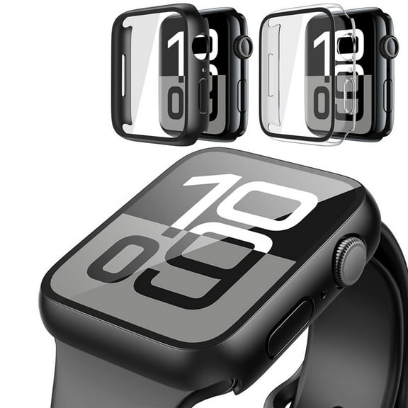 2WIN2BUY Hard PC Case with Tempered Glass Screen Protector for Apple Watch 42mm Series 10,Scratch Resistant Bumper Protective Cover for iWatch 42mm Accessories,Black