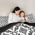 thumbnail image 4 of jejeloiu High-Contrast Damask Queen Comforter Set,Bold Pattern Comforter Sets Queen For Adults,Black White,Black Reversible,3pcs,1 Comforter and 2 Pillowcases, 4 of 7