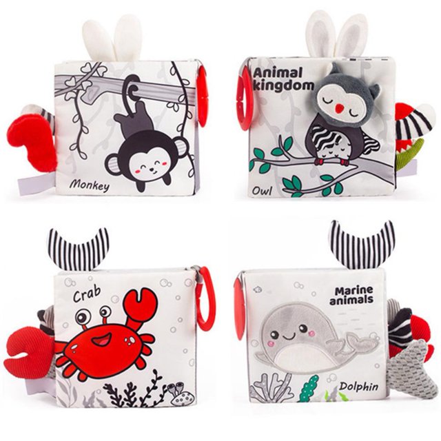 Libro de tela, juguetes blandos, tela con estampado de dibujos animados, tela de animales marinos, libro de tela, cochecito de bebé, juguetes, diseño exquisito