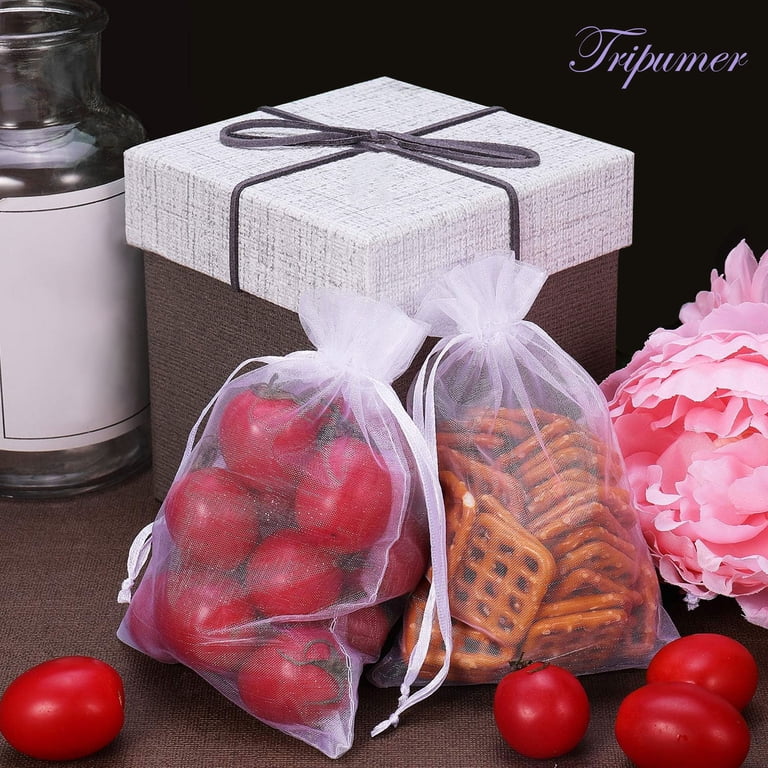 Tripumer Sheer Organza Bags, 200-Piece White Gift Pouches photo 5