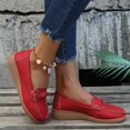 thumbnail image 6 of Domuza Women's Faux Leather Bow Loafers, Comfort Slip On Low Wedge Boat Shoes, Casual Walking Dress Shoes for Work Office Daily Wear Red 5.5（EU-36）, 6 of 6